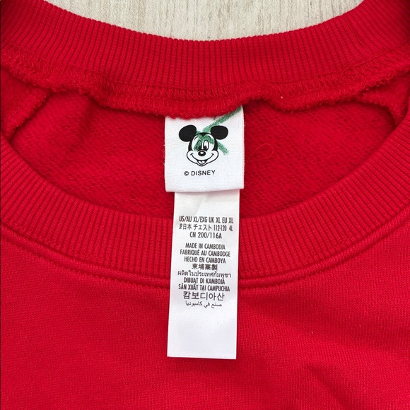 NWT Disney Red Crewneck Sweater with Mickey Mouse Disneyland L or XL - Picture 5 of 6